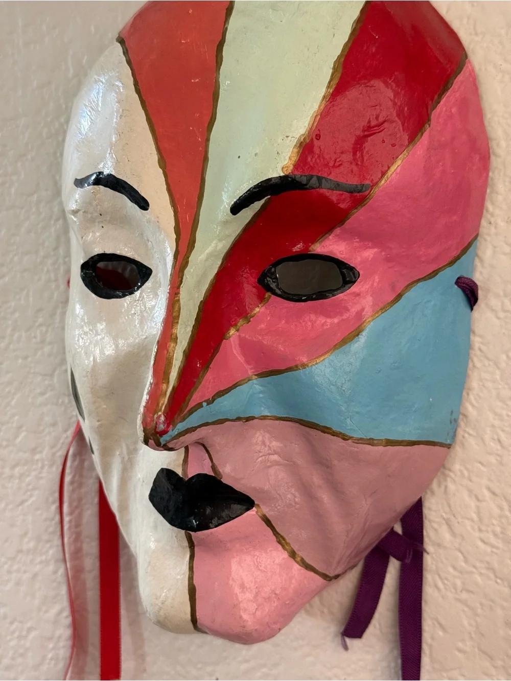 Handpainted Papier-Mâché Multicolor Decorative Face Mask